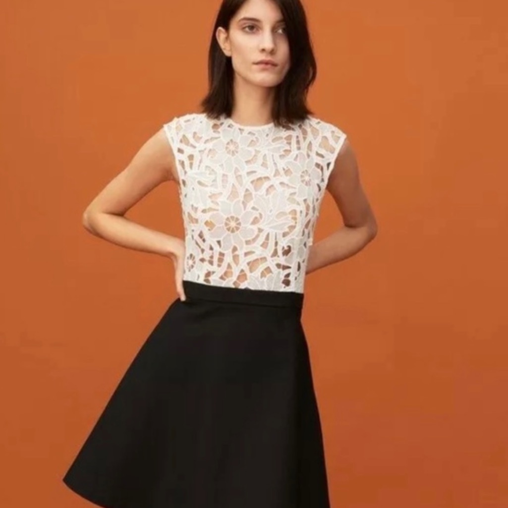 Sandro Ravel Black And White Laced Cocktail Dress